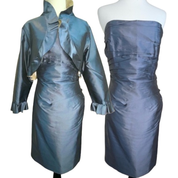 Marisa Baratelli 100% Thai Silk Strapless Dress and Cropped Jacket - Picture 17 of 17